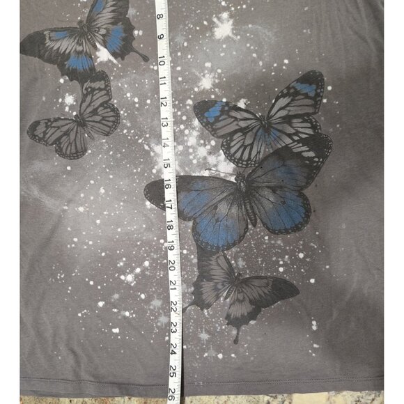 Hybrid Apparel Butterfly T-Shirt Women's 2X Gray Cap Sleeve Crew Neck - Picture 4 of 7